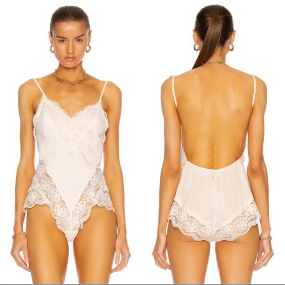 Zimmermann Botanica Teddy Lace Trim Cotton Bodysuit Milk Cream - Picture 9 of 16
